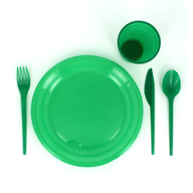 Plastic Plate Flat Green 20,5 cm (960 Units)