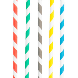 Paper Straw Straight Striped Ø0,6cm 20cm (250 Units)