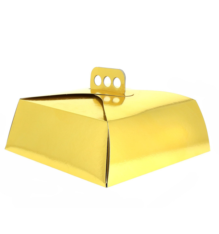 Paper Cake Box Square Shape Gold 27,5x27,5x10cm 