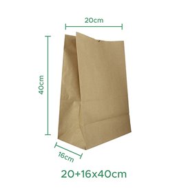 Paper Bag without Handle Kraft 20+16x40cm (25 Units)