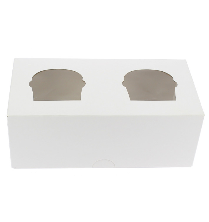 Paper Cupcake Box 2 Slot White 19,5x10x7,5cm 
