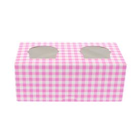 Paper Cupcake Box 2 Slot Pink 19,5x10x7,5cm 