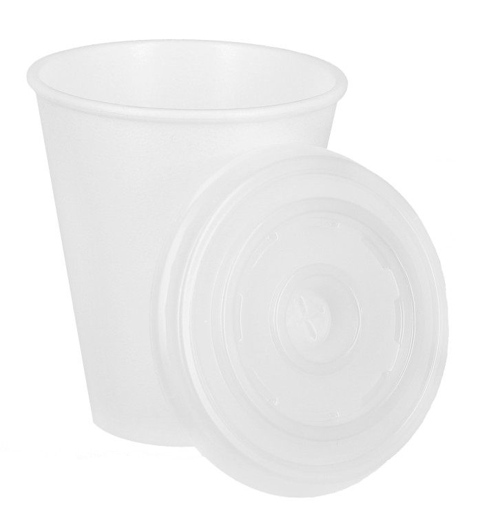 Foam Cup EPS 7Oz/200ml White + Plastic Lid 