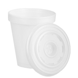 Foam Cup EPS 6Oz/180ml White + Plastic Lid 