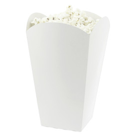 Paper Popcorn Box Medium Size White 90gr 7,8x10,5x18cm (25 Units) 