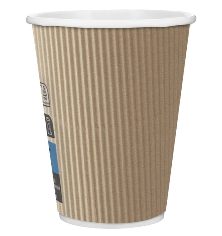 Paper Cup "Ripple Kraft" Brown 12 Oz/360ml Ø8,7cm (25 Units)