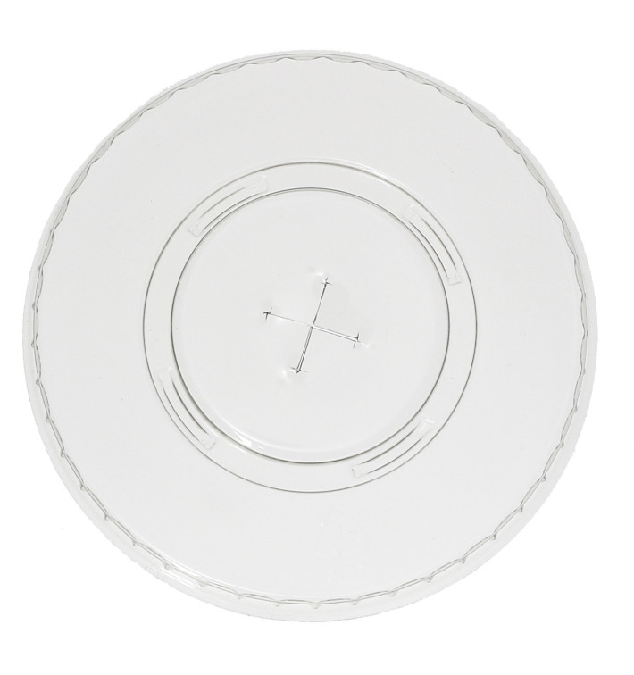 Plastic Lid with Straw Slot PET Flat Ø9,8cm 
