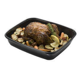 Plastic Deli Container PP Black 1350ml 28x20x4cm (50 Units) 