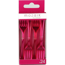 Plastic Fork Premium Raspberry 19 cm (10 Units) 