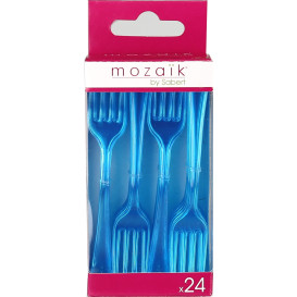 Plastic Fork Premium Turquoise 19cm (180 Units)