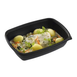 Plastic Deli Container PP Black 900ml 23x16,5cm (75 Units)  