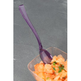 Plastic Spoon Premium Eggplant 16cm (10 Units) 