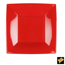 Plastic Plate Flat Red "Nice" PP 23 cm (300 Units)