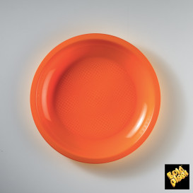 Plastic Plate Flat Orange "Round" PP Ø22 cm (600 Units)