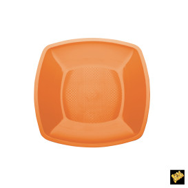 Plastic Plate Flat Orange Square shape PP 18 cm (300 Units)
