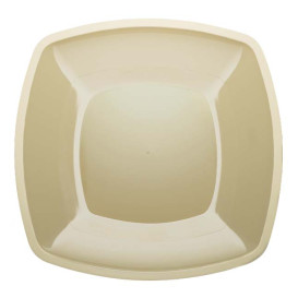 Plastic Plate Flat Cream Square shape PS 30 cm (144 Units)