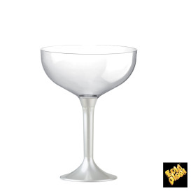 Plastic Stemmed Flute White Pearl 200ml 2P (40 Units)