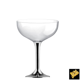 Plastic Stemmed Flute Silver Chrome 200ml 2P (40 Units)