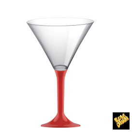 Plastic Stemmed Glass Cocktail Red 185ml 2P (200 Units)