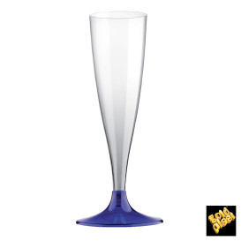 Plastic Stemmed Flute Sparkling Wine Blue Clear 140ml 2P (400 Units)
