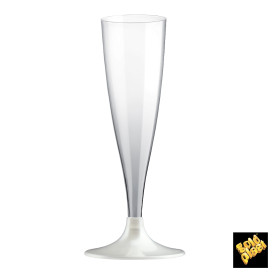 Plastic Stemmed Flute Sparkling Wine White Pearl 140ml 2P (20 Units)