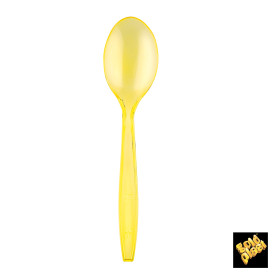 Plastic Spoon PS Premium Yellow 19cm (50 Units) 
