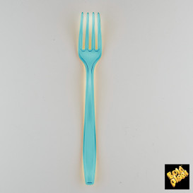 Plastic Fork PS Premium Turquoise 19cm (50 Units) 