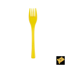 Plastic Fork PS "Fly" Yellow Clear 14cm (3000 Units)