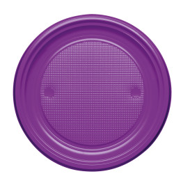 Plastic Plate PS Flat Violet Ø17 cm (50 Units) 