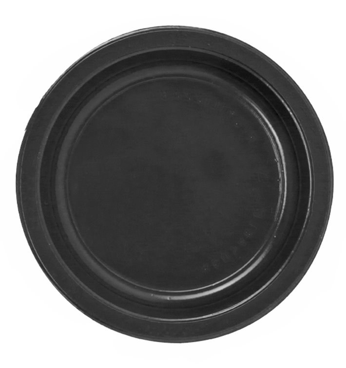 Plastic Plate PS Flat Black Ø17 cm (1100 Units)
