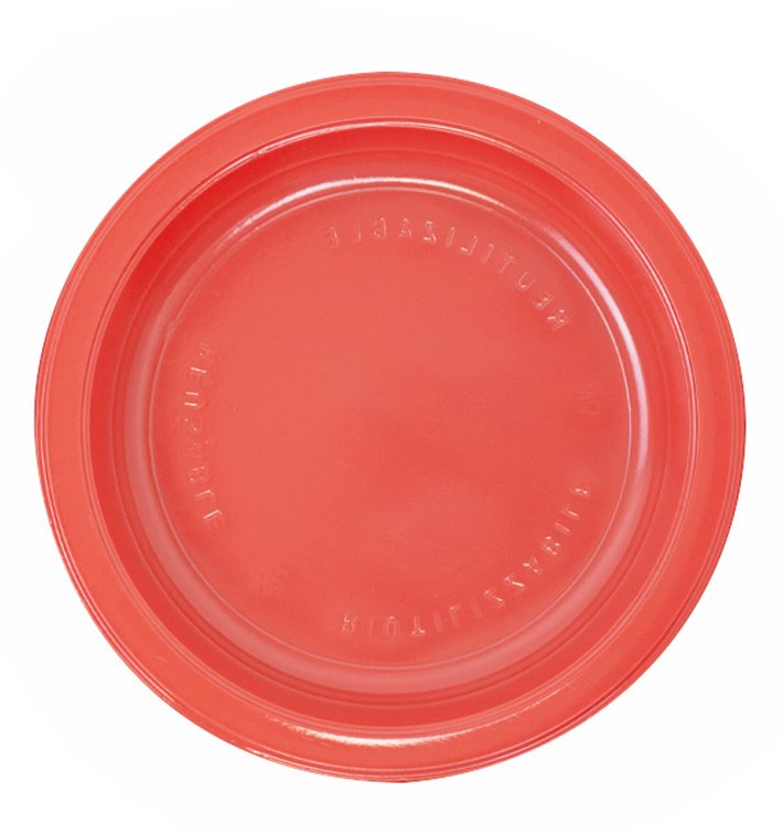 Plastic Plate PS Flat Red Ø22 cm (30 Units) 