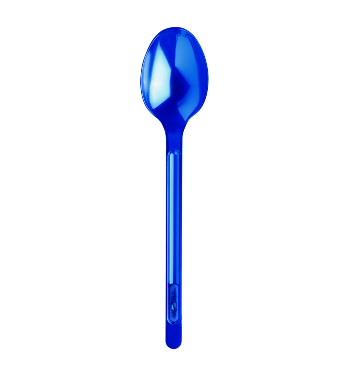 Plastic Spoon PS Dark Blue 17,5cm (20 Units) 
