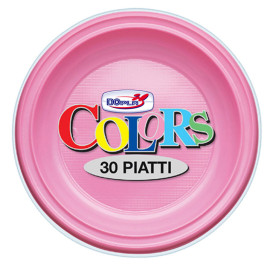 Plastic Plate PS Flat Pink Ø22 cm (780 Units)