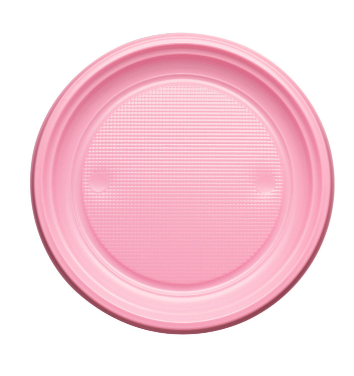 Plastic Plate PS Flat Pink Ø17 cm (1100 Units)