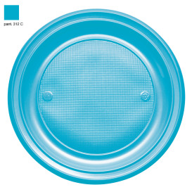 Plastic Plate PS Flat Turquoise Ø22 cm (30 Units) 