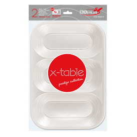 Plastic Compartment Tray "X-Table" 3C Pearl 33x23cm (2 Units) 