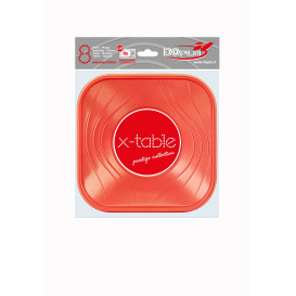 Plastic Plate PP "X-Table" Square shape Orange 18 cm (8 Units) 