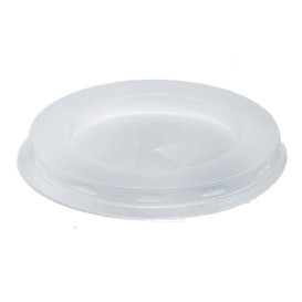 Plastic Lid with Straw Slot PS White Flat Ø7,2cm (100 Units)  