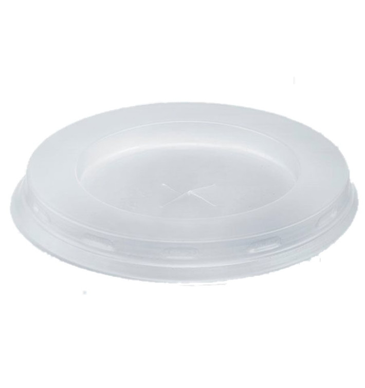 Plastic Lid with Straw Slot PS White Flat Ø7,2cm (1000 Units)
