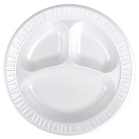Foam Plate Foam "Concorde" 3 C. White Ø23 cm (500 Units)