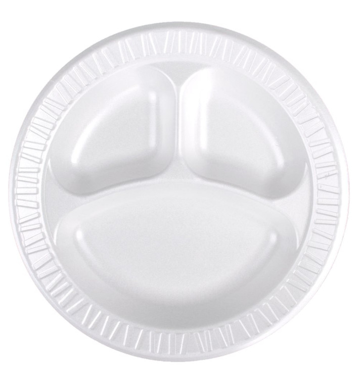 Foam Plate Foam "Concorde" 3 C. White Ø26 cm (125 Units)  