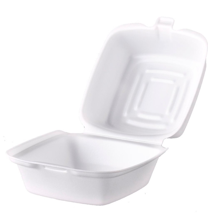 Foam Burger Boxes Take-Out White 1,30x1,30x0,80cm (125 Units)  