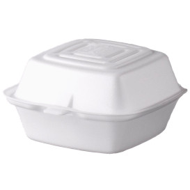 Foam Burger Boxes Take-Out White 1,30x1,30x0,80cm (500 Units)