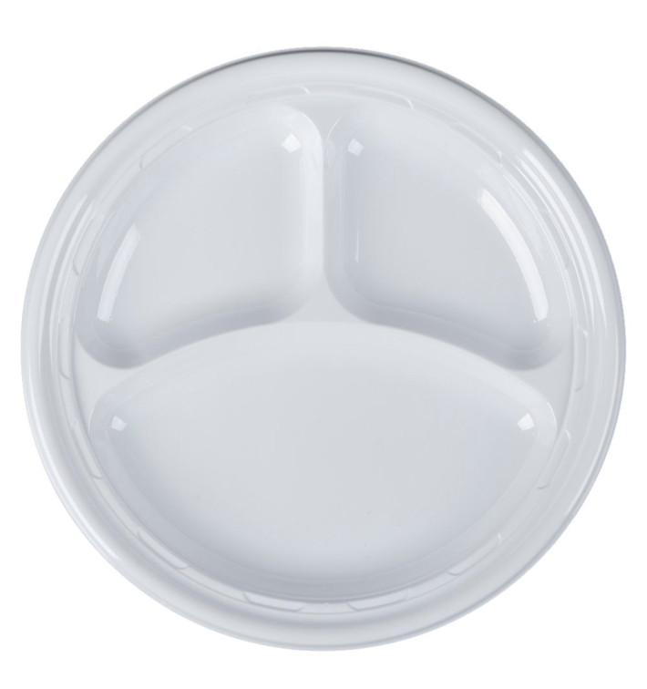 Plastic Plate PS "Famous Impact" 3 C. White Ø26 cm (125 Units)  
