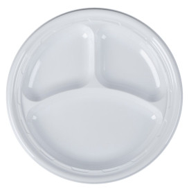 Plastic Plate PS "Famous Impact" 3 C. White Ø26 cm (500 Units)