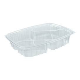 Plastic Deli Container OPS "ClearPac" 3 Compartments Diagonal Clear 887ml (252 Units)