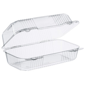 Plastic Hinged Deli Container OPS "StayLock" Clear 878ml (250 Units)