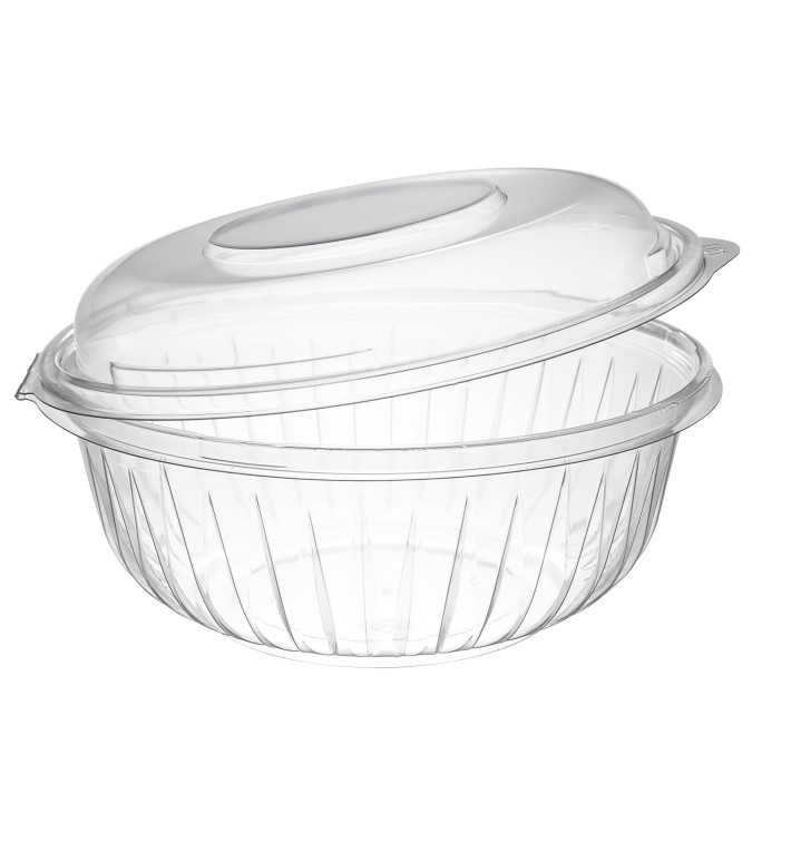 Plastic Hinged Salad Bowl PET "PresentaBowls" High Dome Lid 950ml (150 Units)