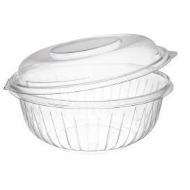 Plastic Hinged Salad Bowl PET "PresentaBowls" High Dome Lid 950ml (75 Units)  