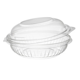 Plastic Hinged Salad Bowl PET "PresentaBowls" High Dome Lid 240ml (75 Units)  